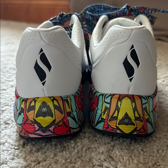 Skechers J Crown Uno Ravaged Love White Sneakers with Colorful Heart Accents 8.5 - Picture 6 of 10